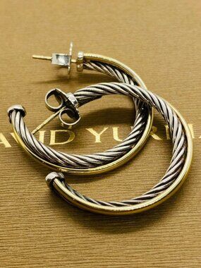 David Yurman Crossover Hoops 925 1/4 18K 31mm